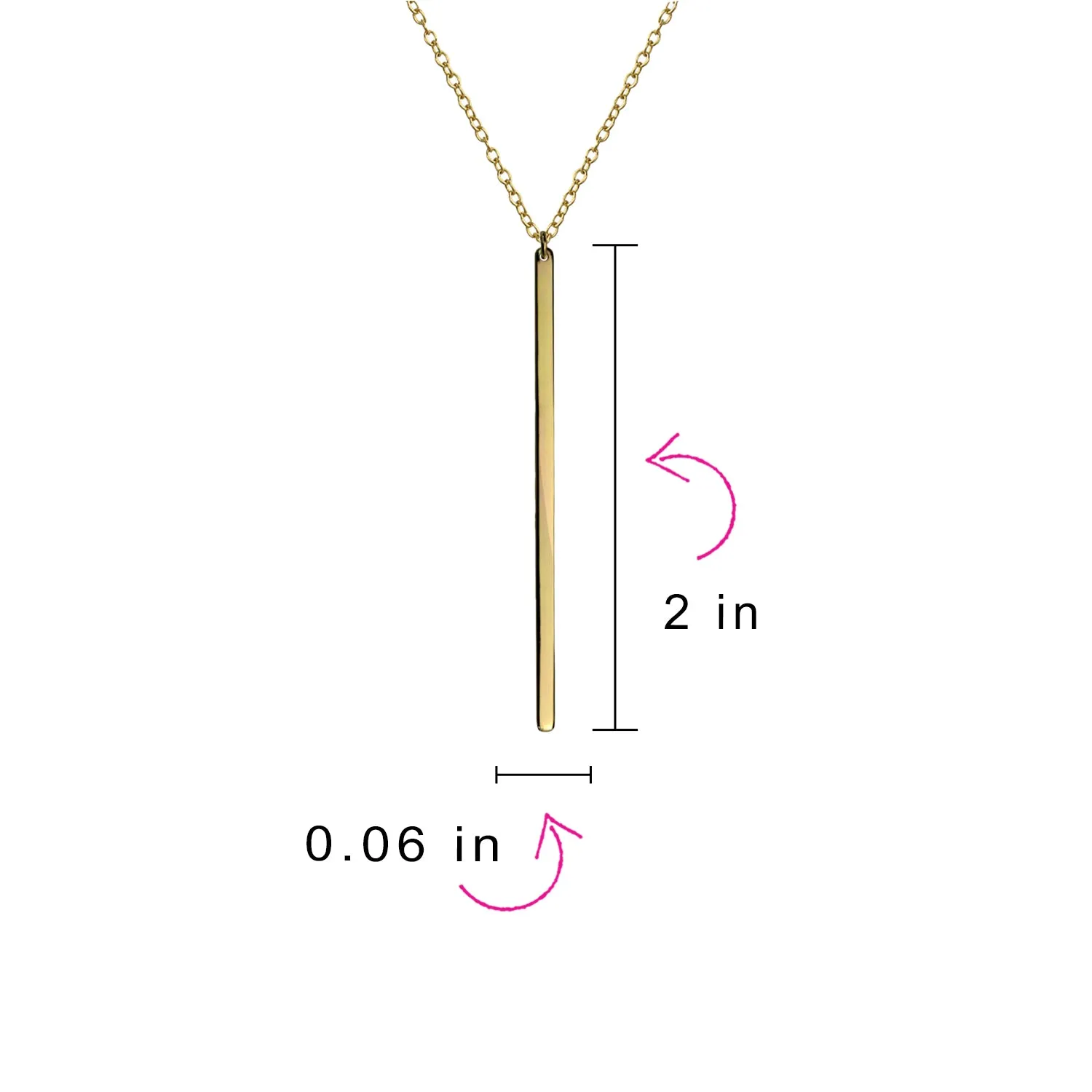 Minimalist Vertical Bar Pendant Necklace 14K Gold Plated Sterling Silver