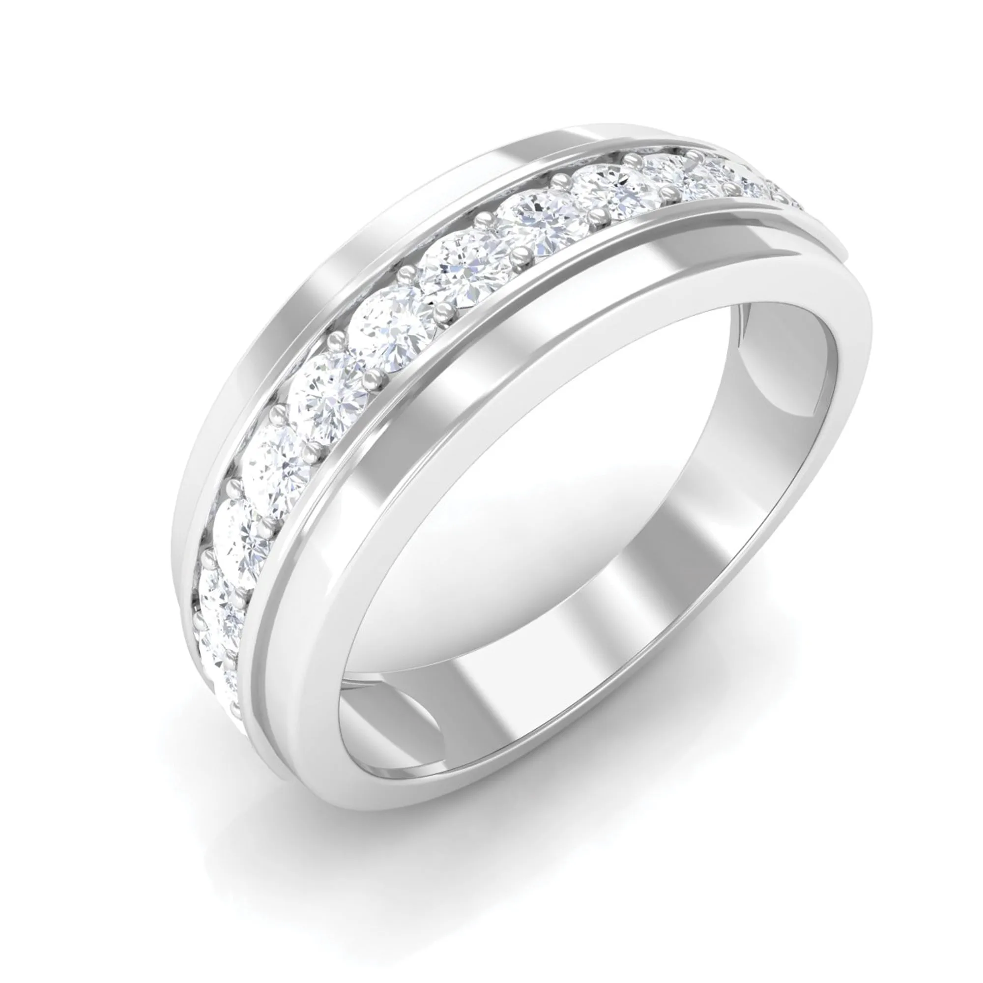 Natural Diamond Wedding Band in Prong Setting