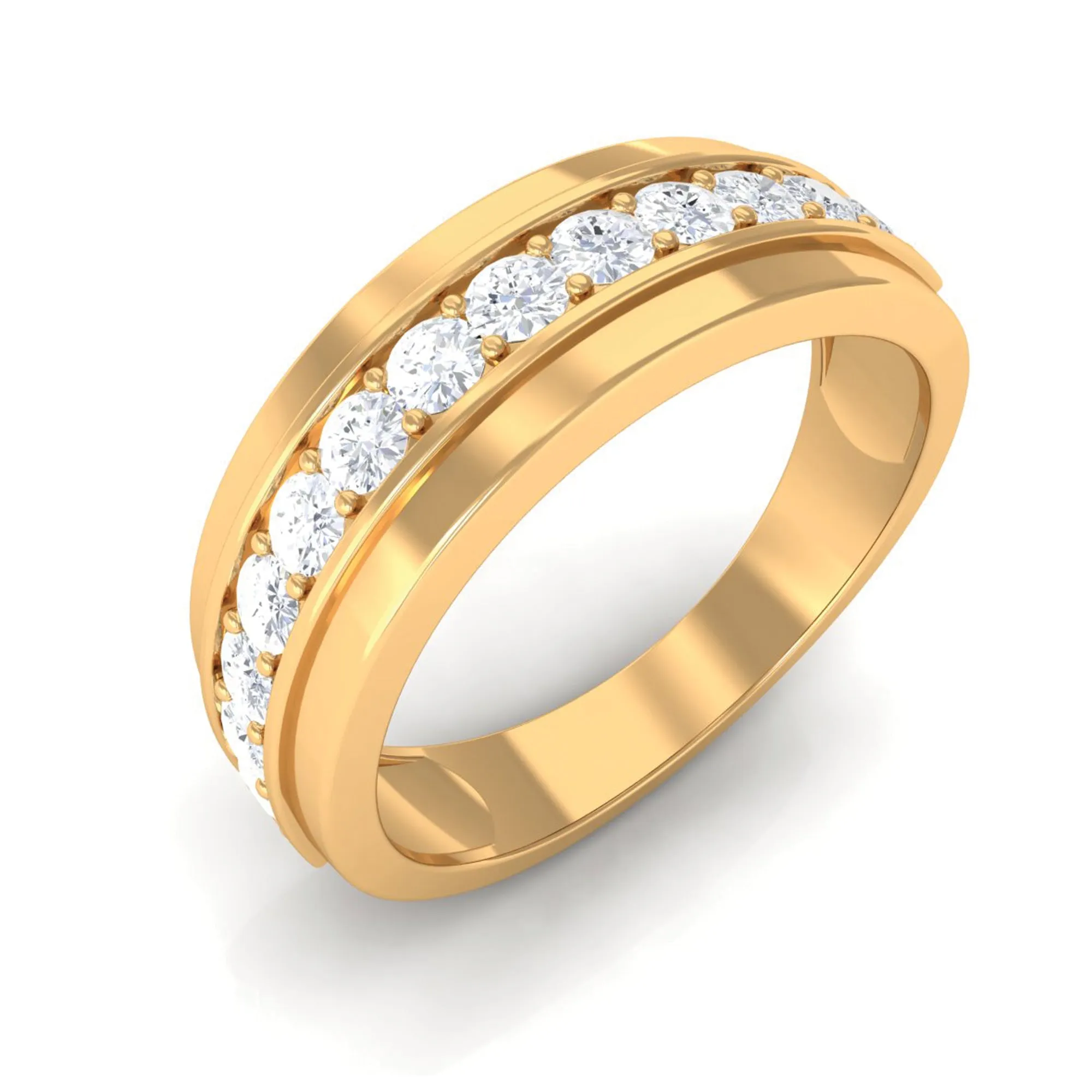 Natural Diamond Wedding Band in Prong Setting
