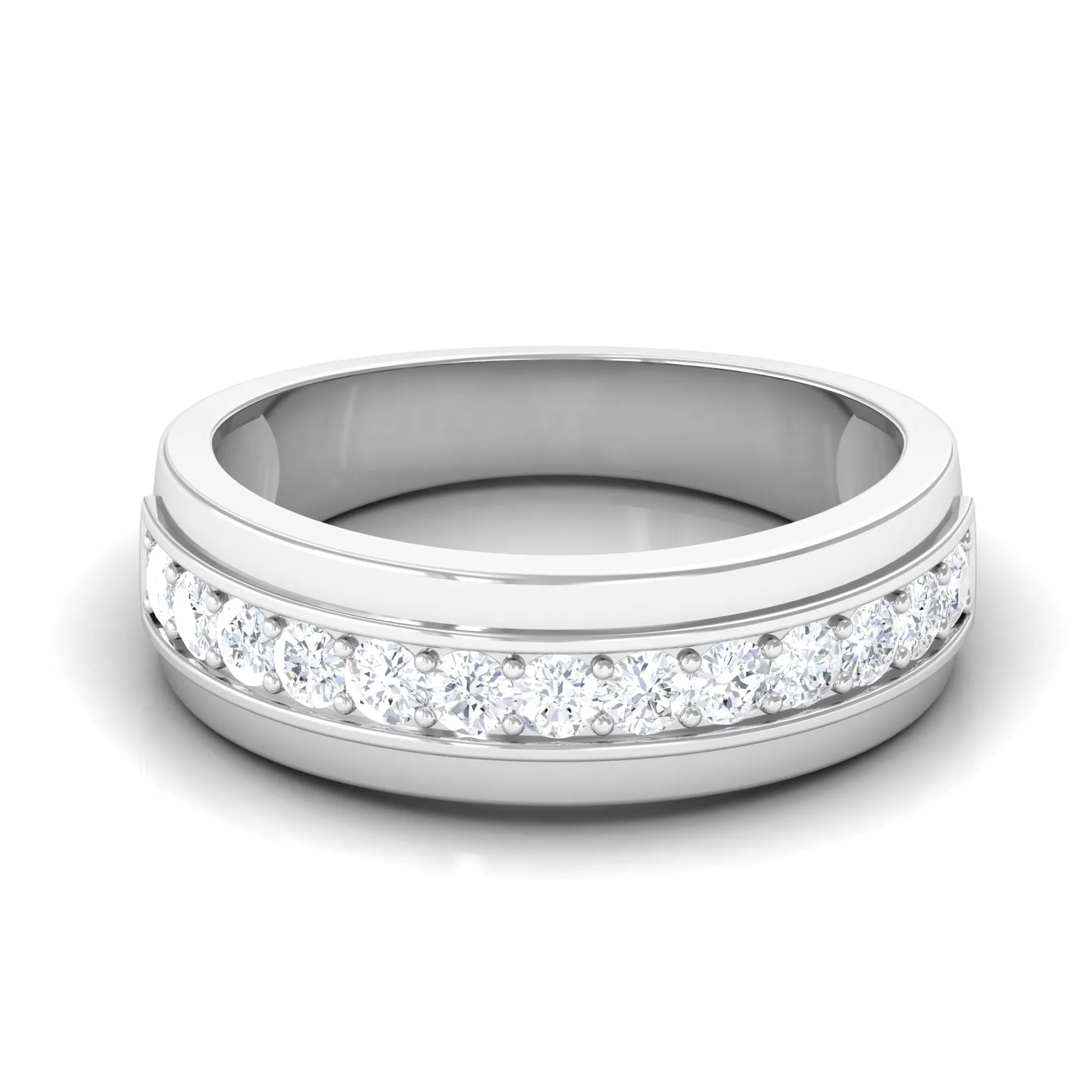 Natural Diamond Wedding Band in Prong Setting