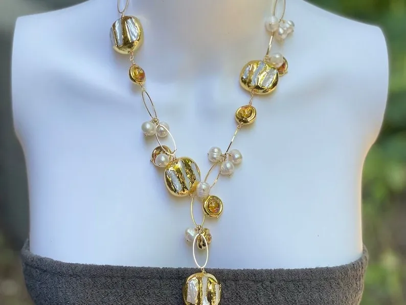 Natural Keshi pearl charm necklace