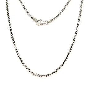 Oxidized Box Chain 2.1mm with 20in of Length in Sterling Silver