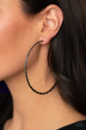 Paparazzi Earring ~ Embellished Edge - Black