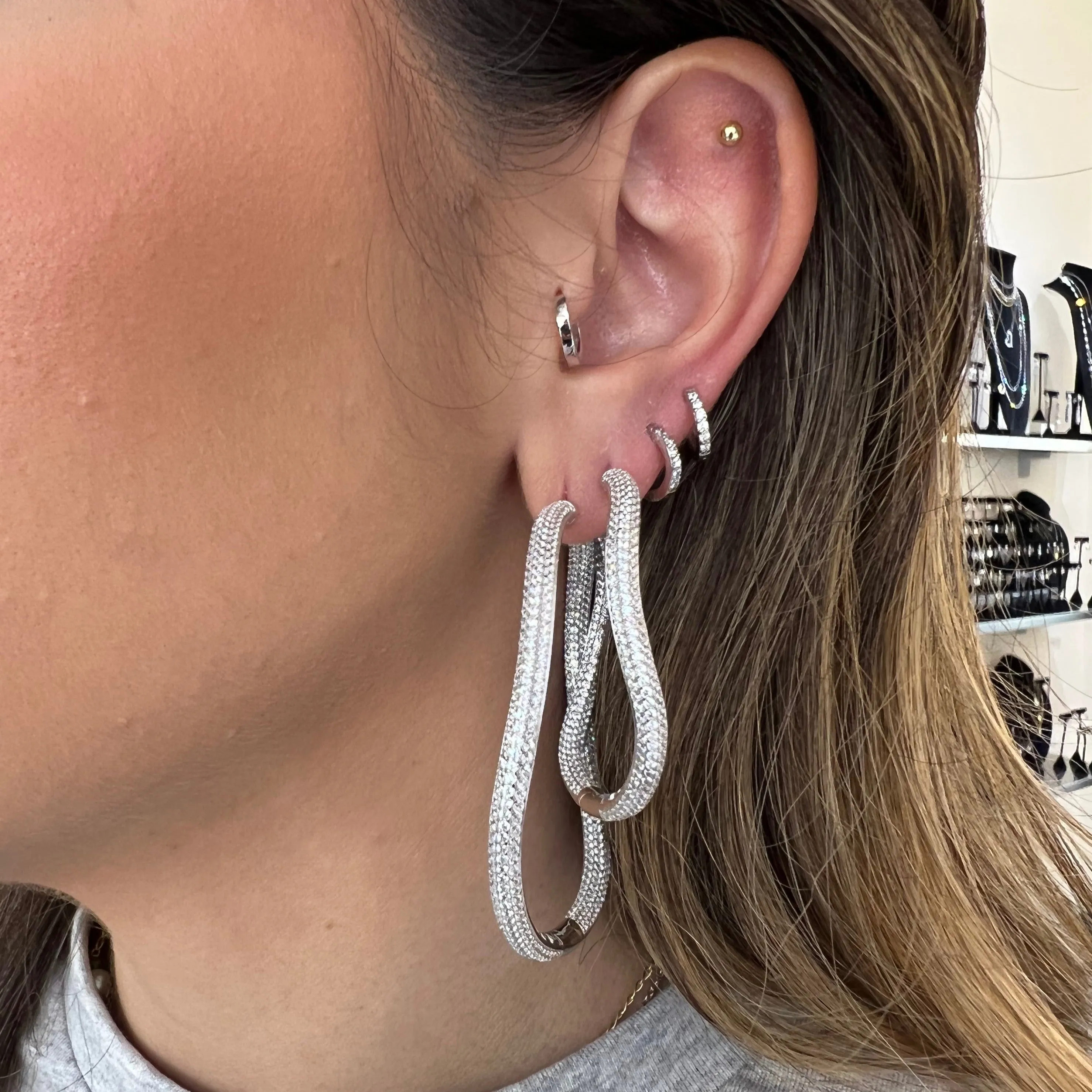Pave Wavy Hoop