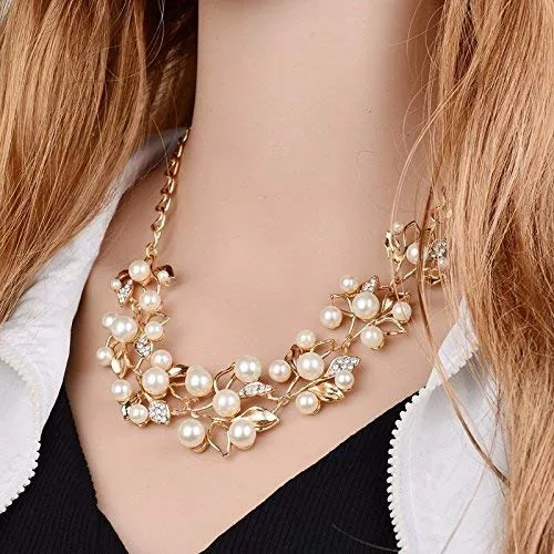 Pearl Studded Necklace Jewellery set with Earrings