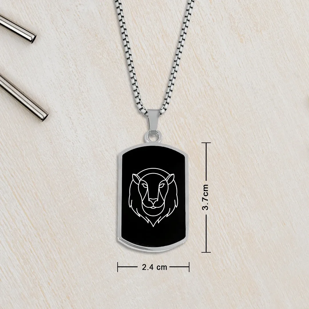 Personalized Name Leo Zodiac Mens Fashion Jewellery Gift Rectangle Pendant Necklace