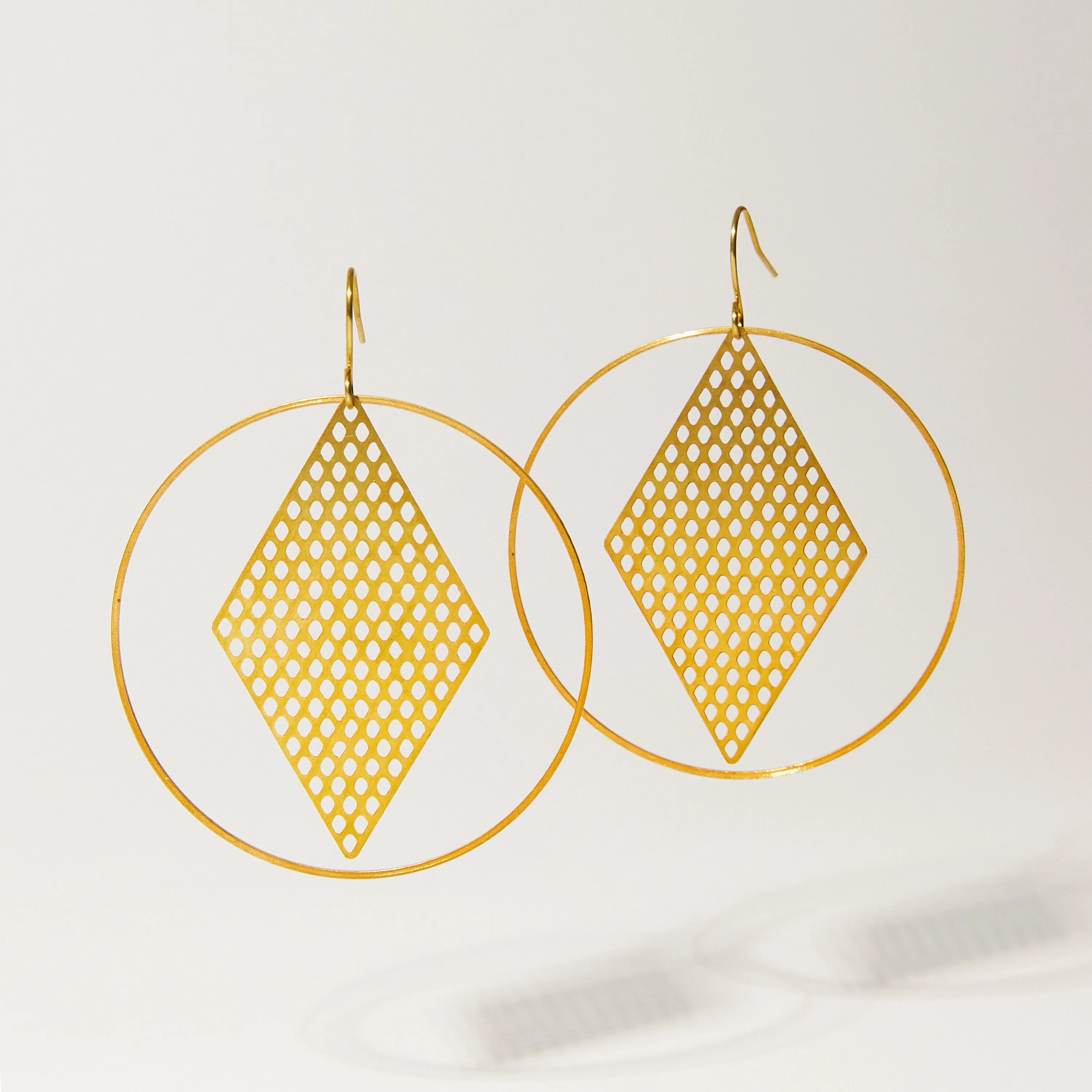 "Le Motif" Large Drop Hoop Earrings with Charm