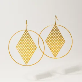 "Le Motif" Large Drop Hoop Earrings with Charm
