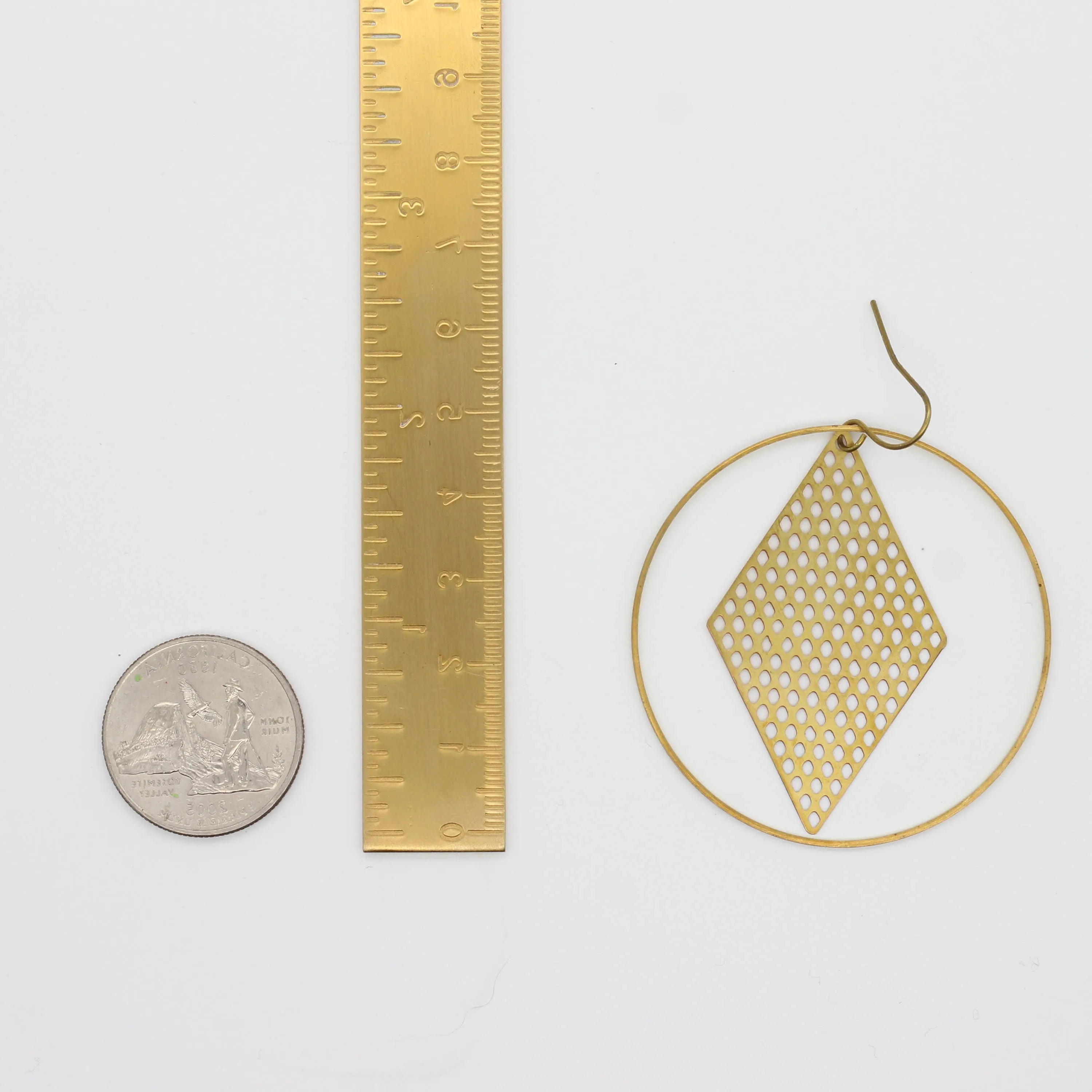 "Le Motif" Large Drop Hoop Earrings with Charm