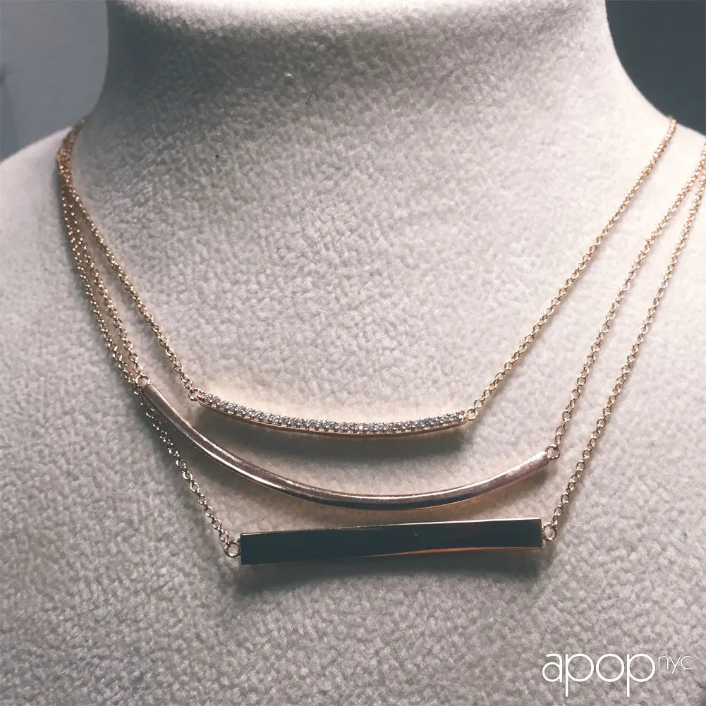 "Sparkle Bar" Cubic Zirconia Bar Pendant Necklace Sterling Silver