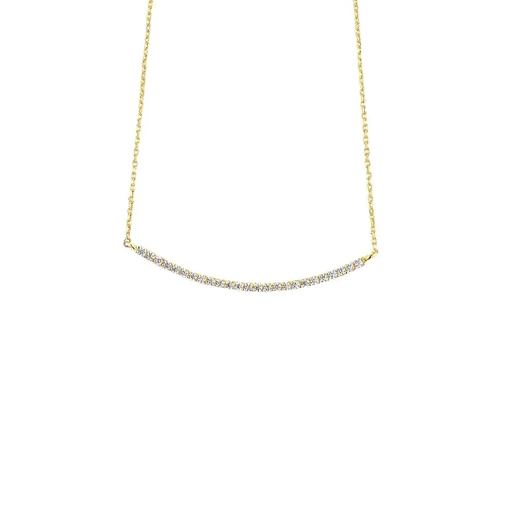 "Sparkle Bar" Cubic Zirconia Bar Pendant Necklace Sterling Silver