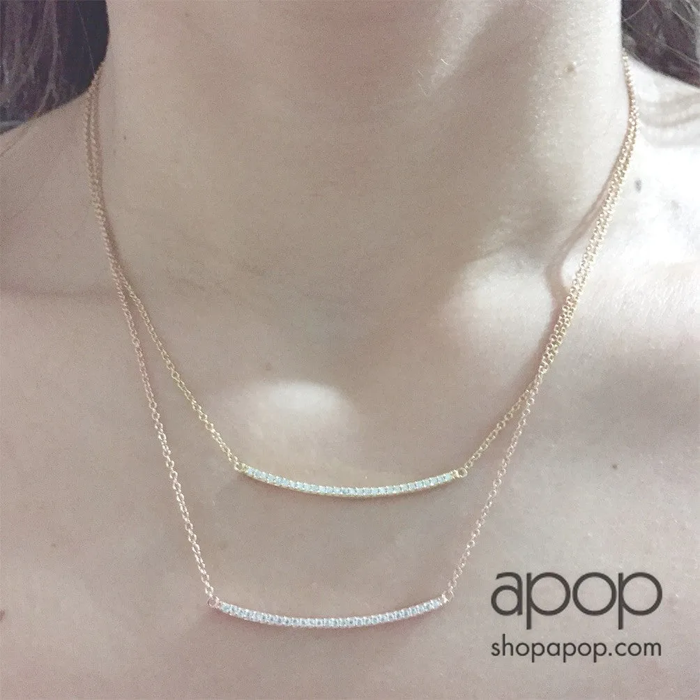 "Sparkle Bar" Cubic Zirconia Bar Pendant Necklace Sterling Silver