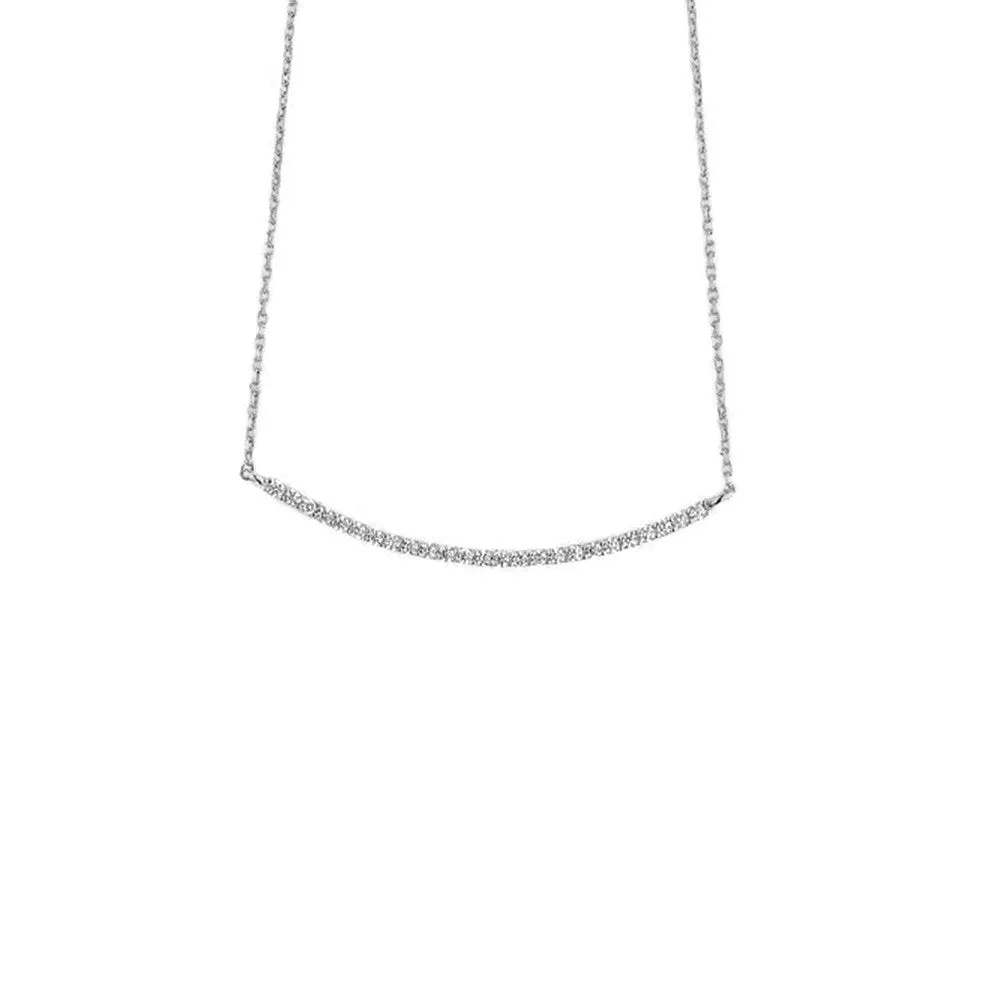"Sparkle Bar" Cubic Zirconia Bar Pendant Necklace Sterling Silver