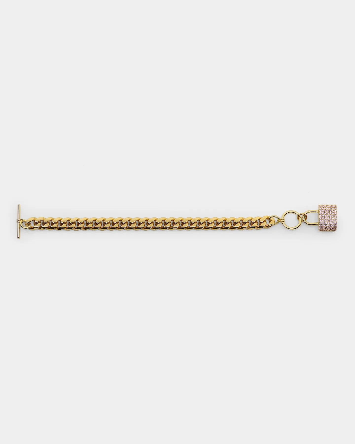 Raising Hell Women's Iced Padlock Bracelet Gold/Pink