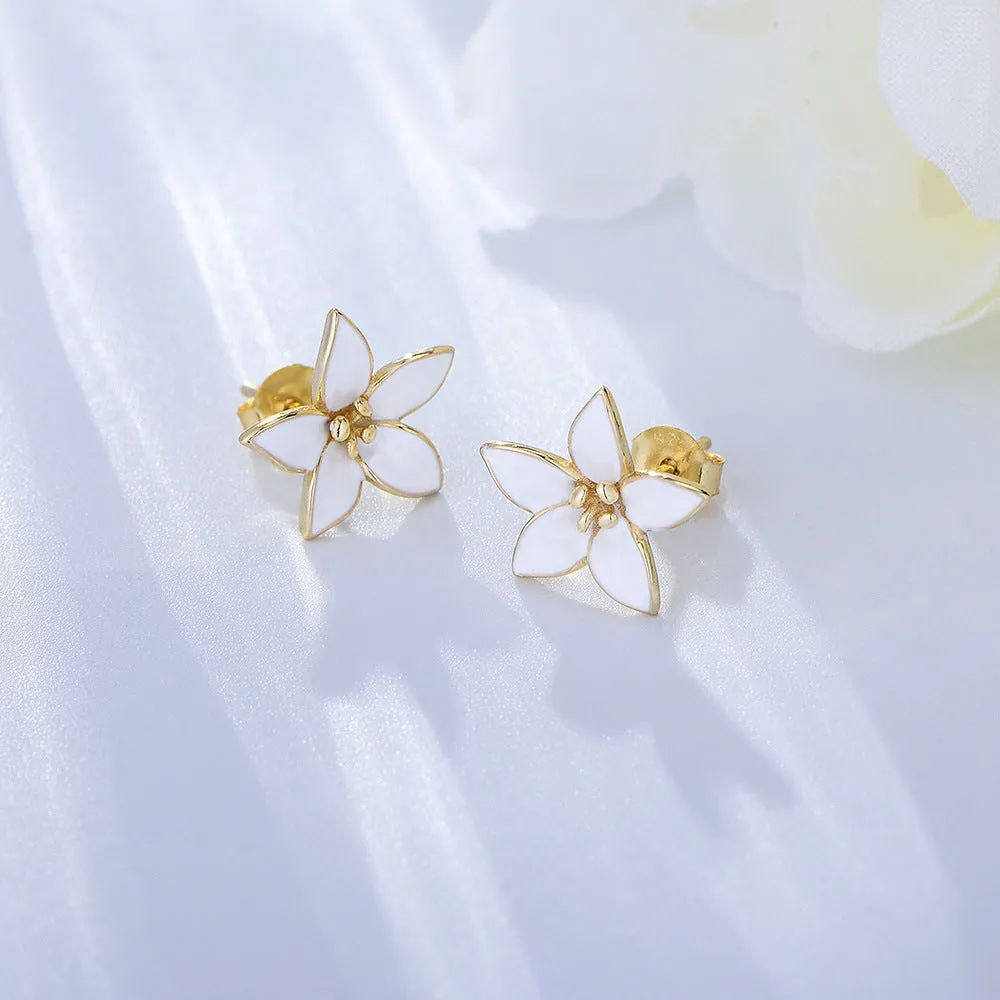 Retro Flowers Silver Studs Earrings for Women