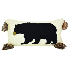 Retro Forest Cabin Bear Deco Pillow