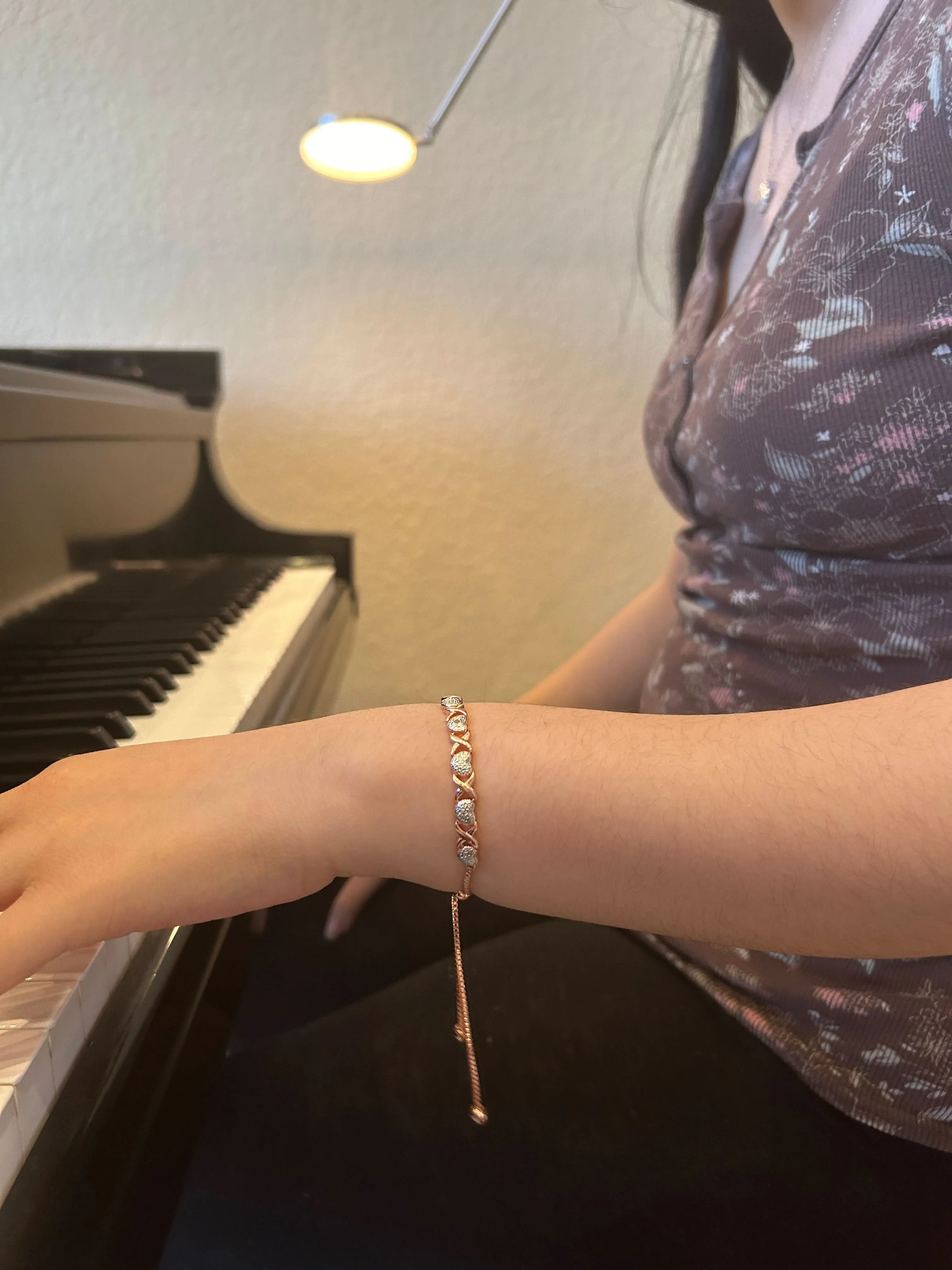 Rose Gold Plated Diamond Accent "X" & Heart Adjustable Bracelet