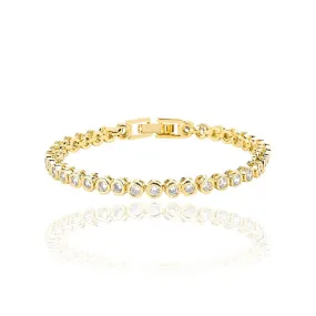 Round Bezel Set Tennis Bracelet: 14k Gold