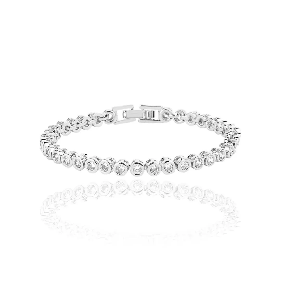 Round Bezel Set Tennis Bracelet: 14k Gold
