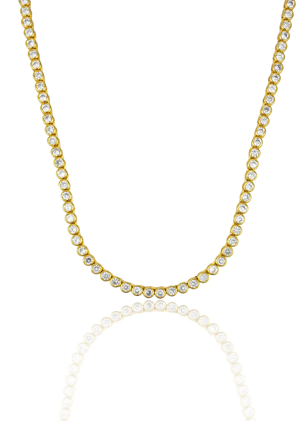 Round Bezel Tennis Necklace / Bracelet with Cubic Zirconia Stones (H99)(I448)