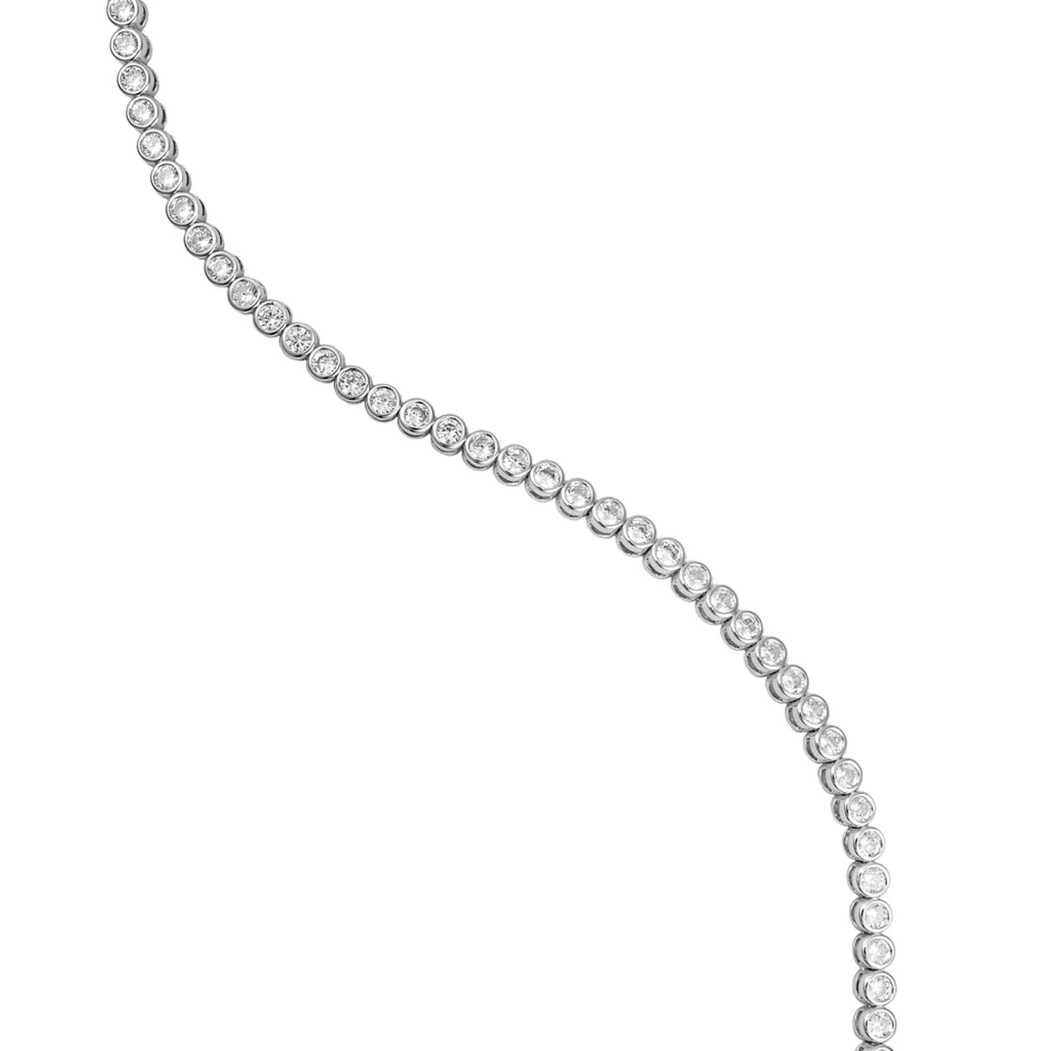 Round Bezel Tennis Necklace / Bracelet with Cubic Zirconia Stones (H99)(I448)