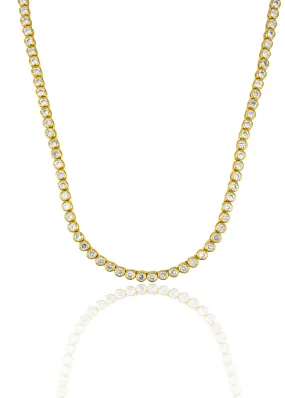 Round Bezel Tennis Necklace / Bracelet with Cubic Zirconia Stones (H99)(I448)