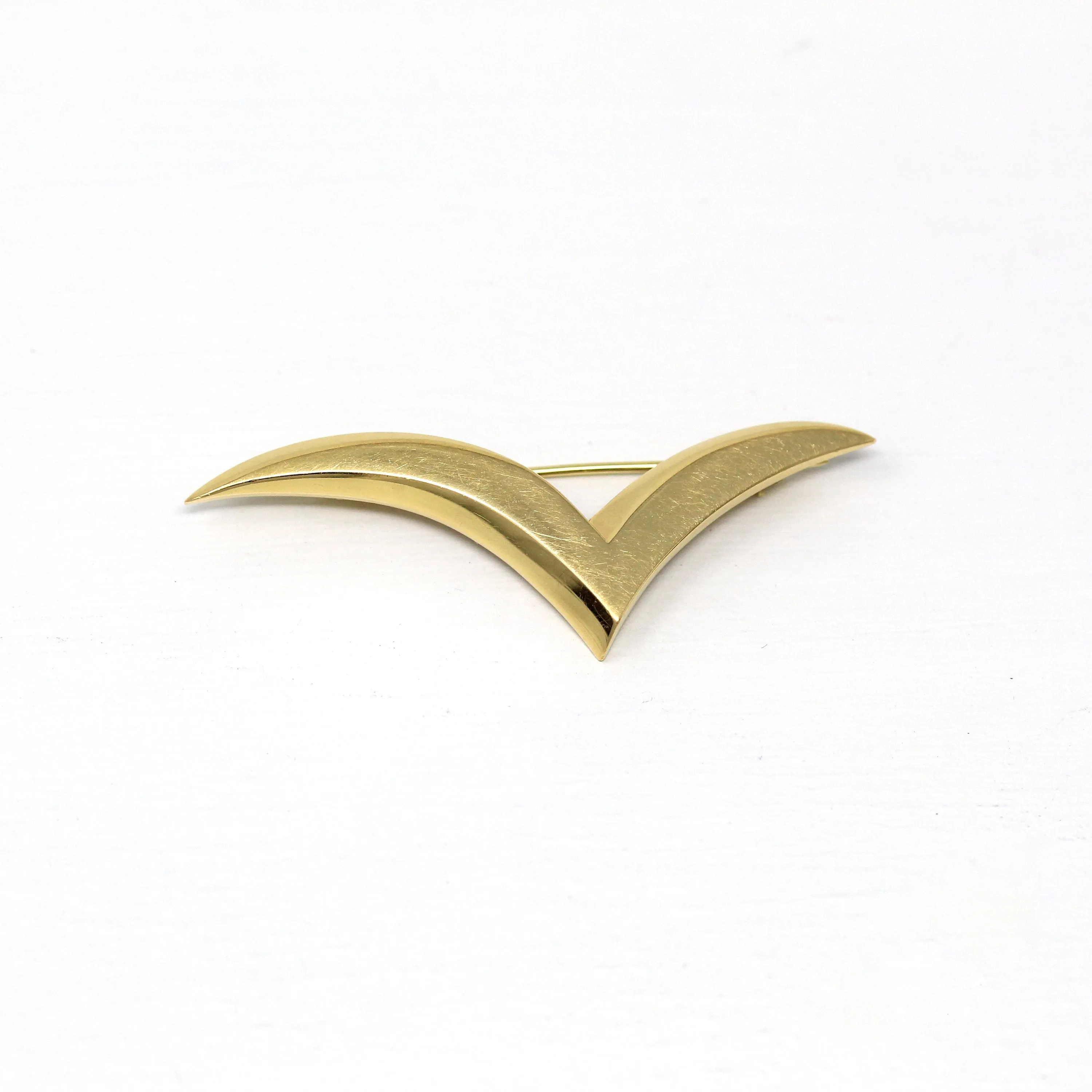 Sale - Tiffany & Co. Brooch - Estate 18k Yellow Gold Flying Seagull Wing Pin - Circa 1980s Era Tiffany's Statement Fashion Accessory Jewelry
