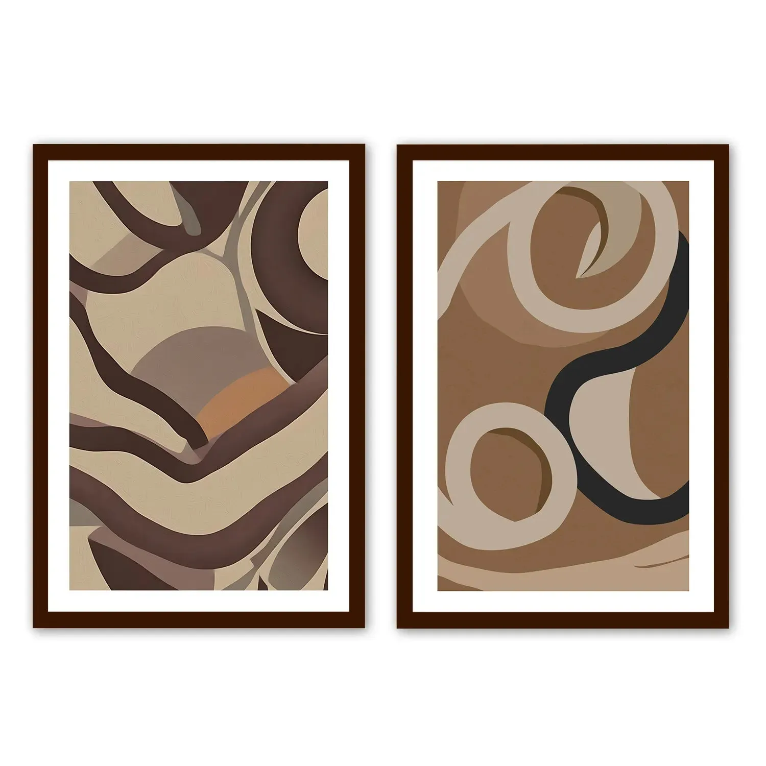 Shapes & Irregular Earthy BOHO Art- Set Of 2