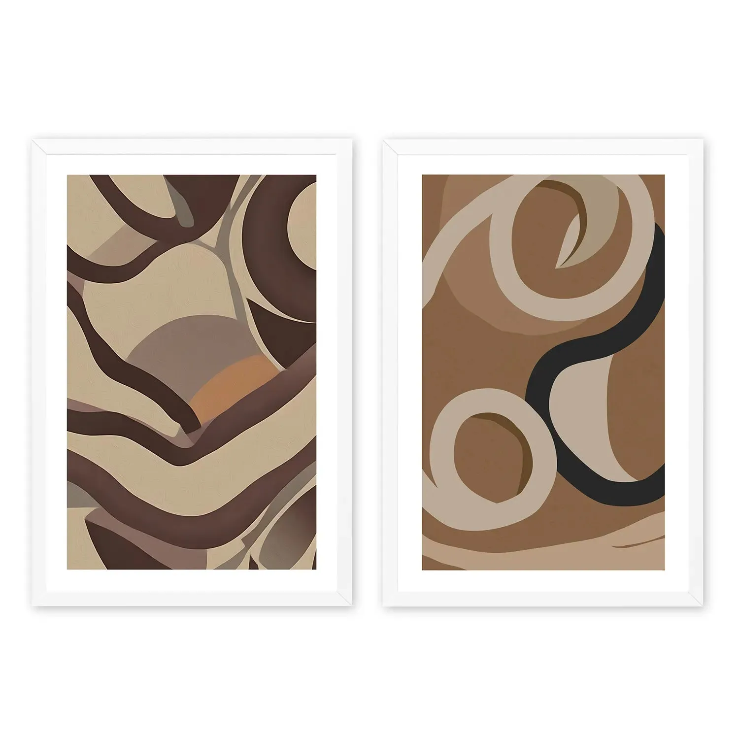 Shapes & Irregular Earthy BOHO Art- Set Of 2