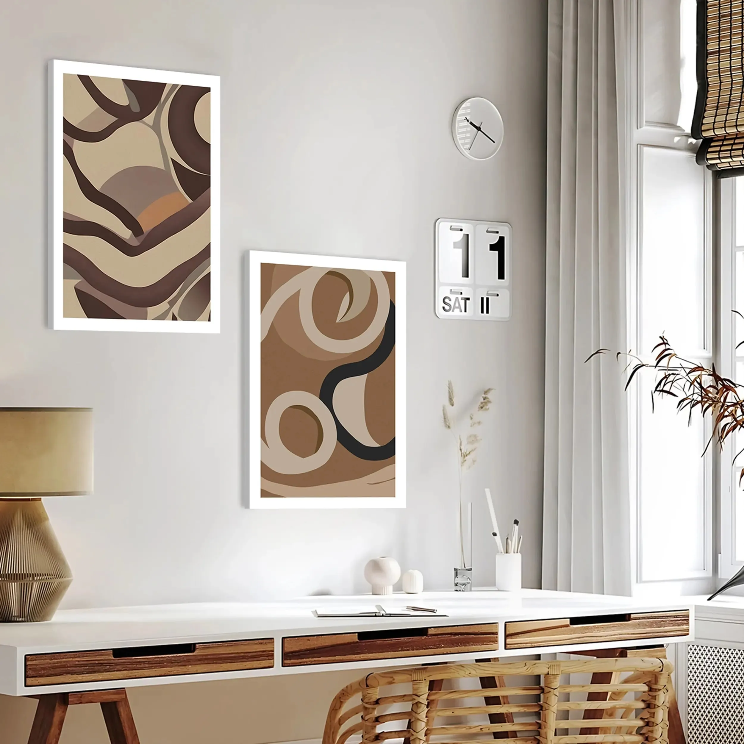 Shapes & Irregular Earthy BOHO Art- Set Of 2