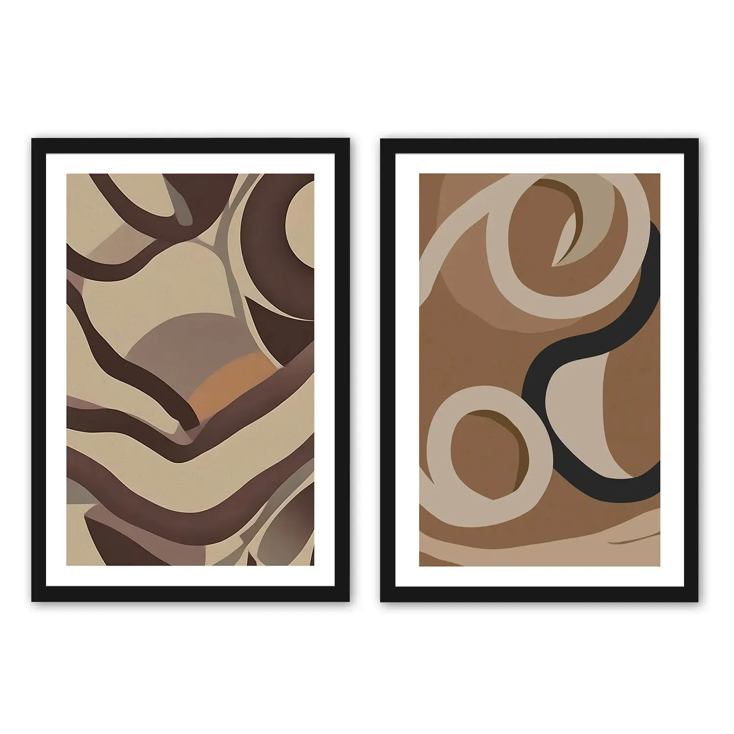 Shapes & Irregular Earthy BOHO Art- Set Of 2