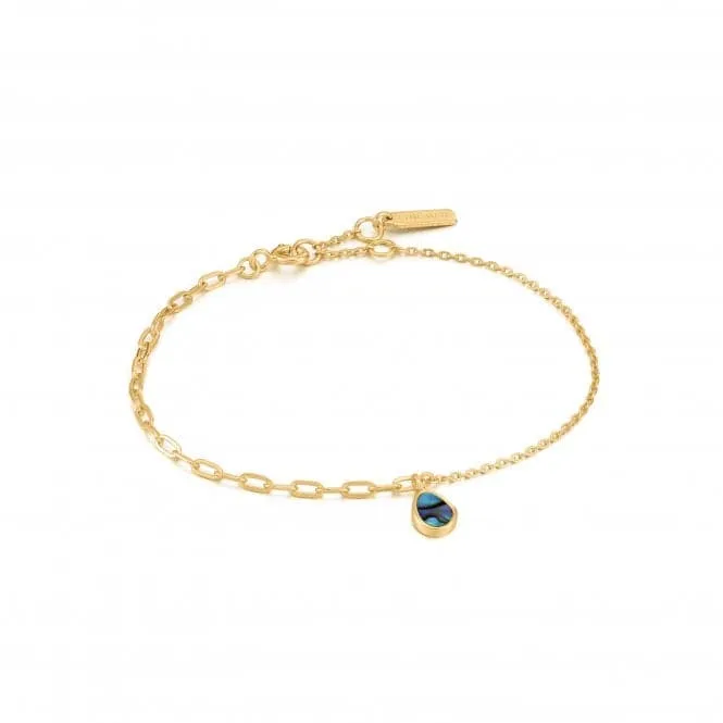 Shiny Gold Tidal Abalone Mixed Link Bracelet B027-02G