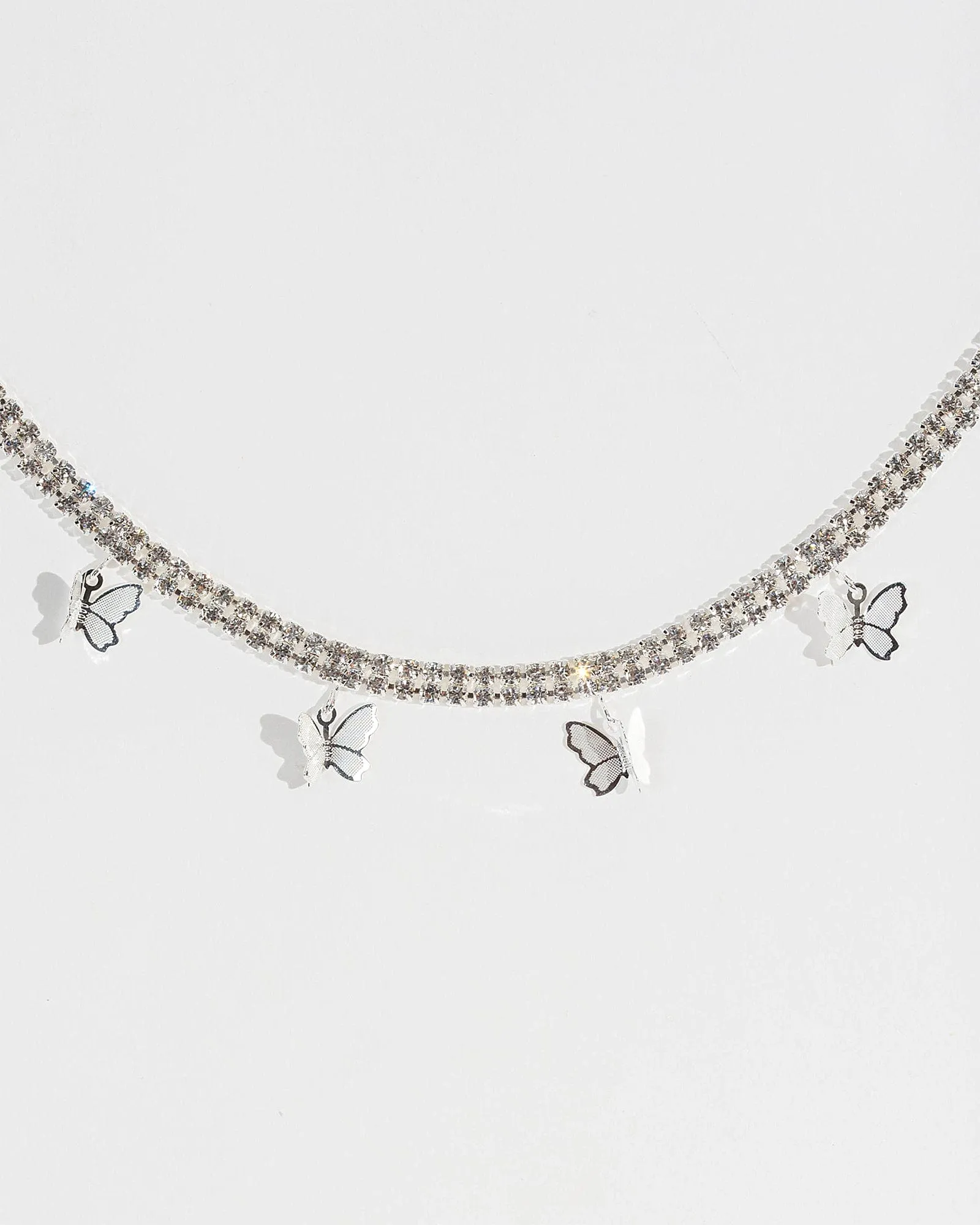 Silver Butterfly Choker Necklace