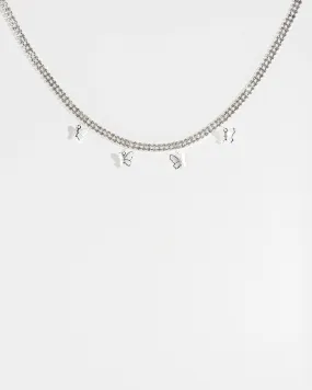 Silver Butterfly Choker Necklace