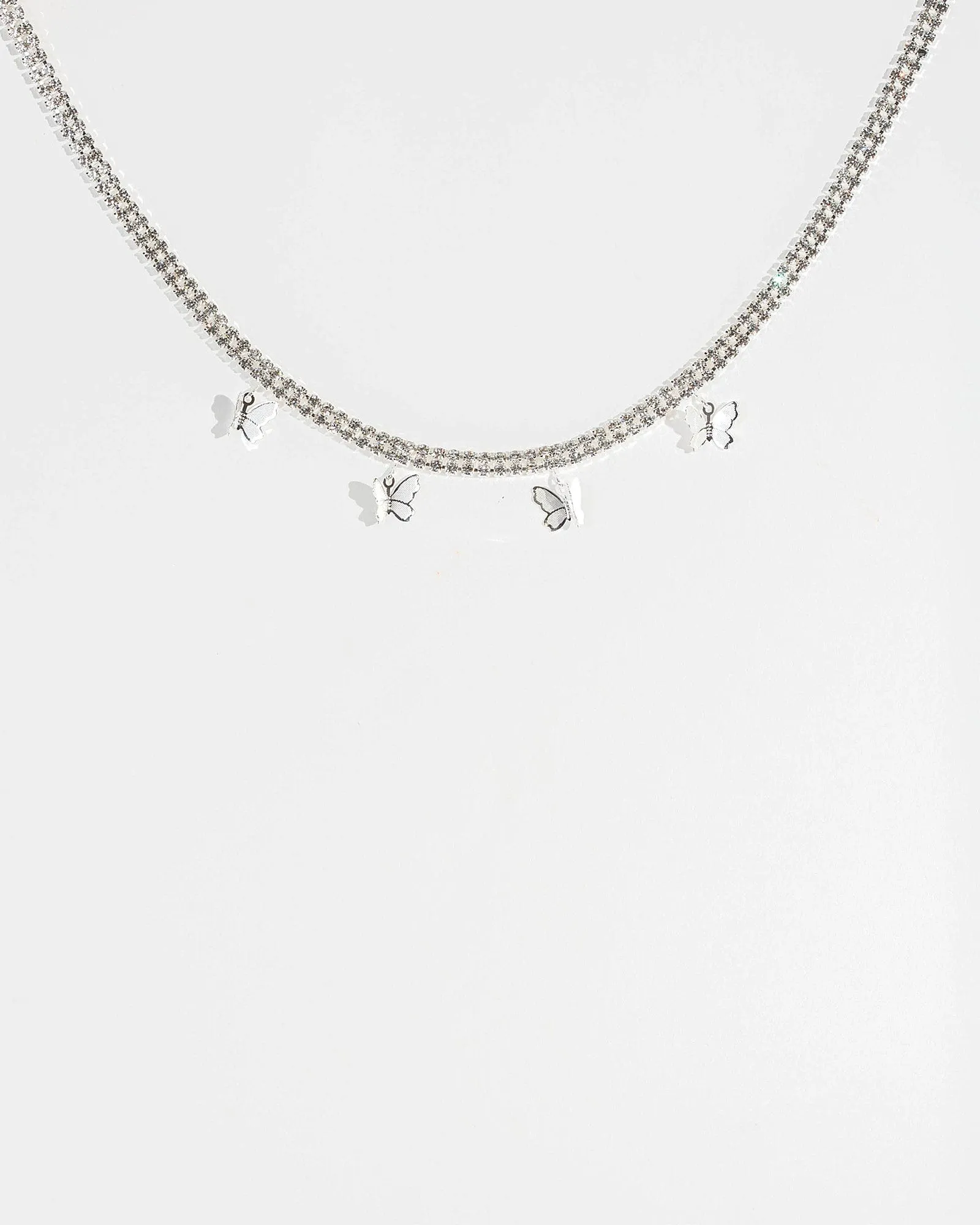 Silver Butterfly Choker Necklace
