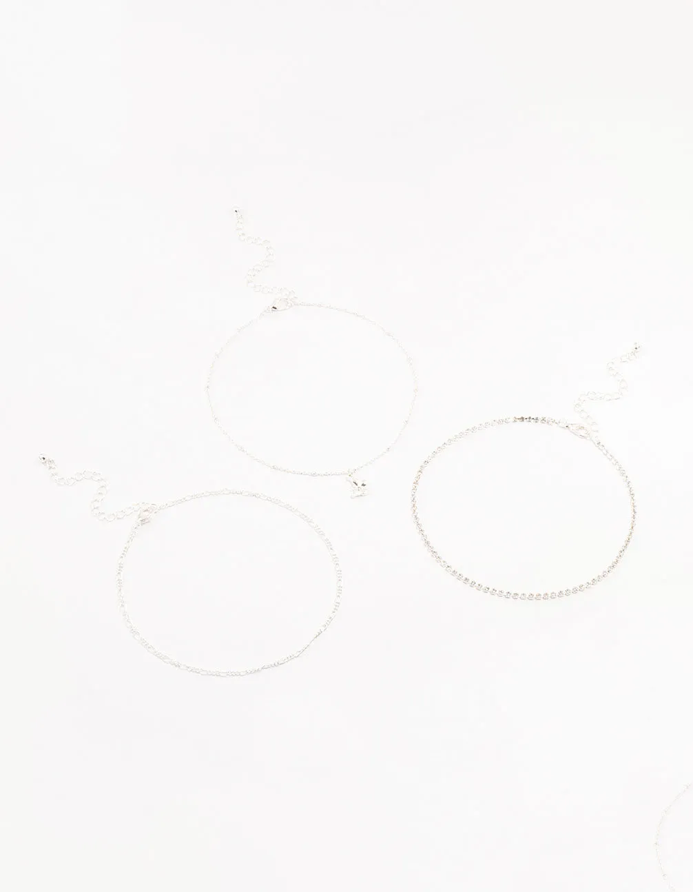 Silver Cupchain Butterfly Chokers 3-Pack