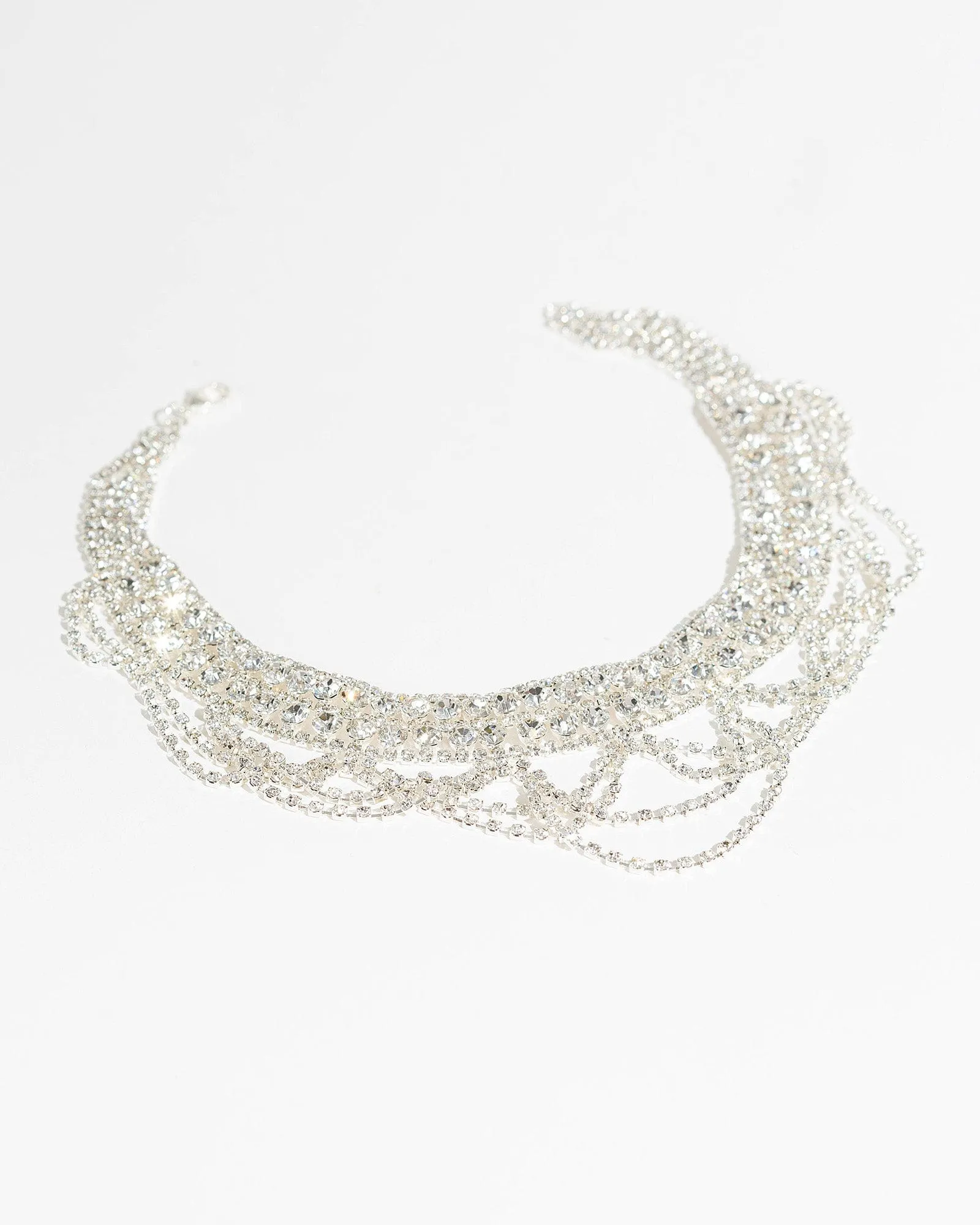 Silver Diamante Chandelier Choker Necklace