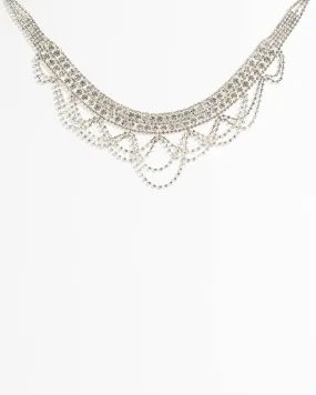 Silver Diamante Chandelier Choker Necklace