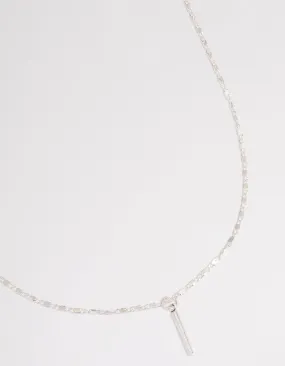 Silver Flat Chain Stick Necklace