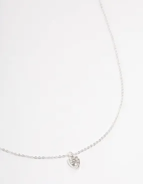 Silver Mini Bling Heart Necklace
