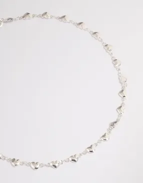 Silver Puffy Heart Choker