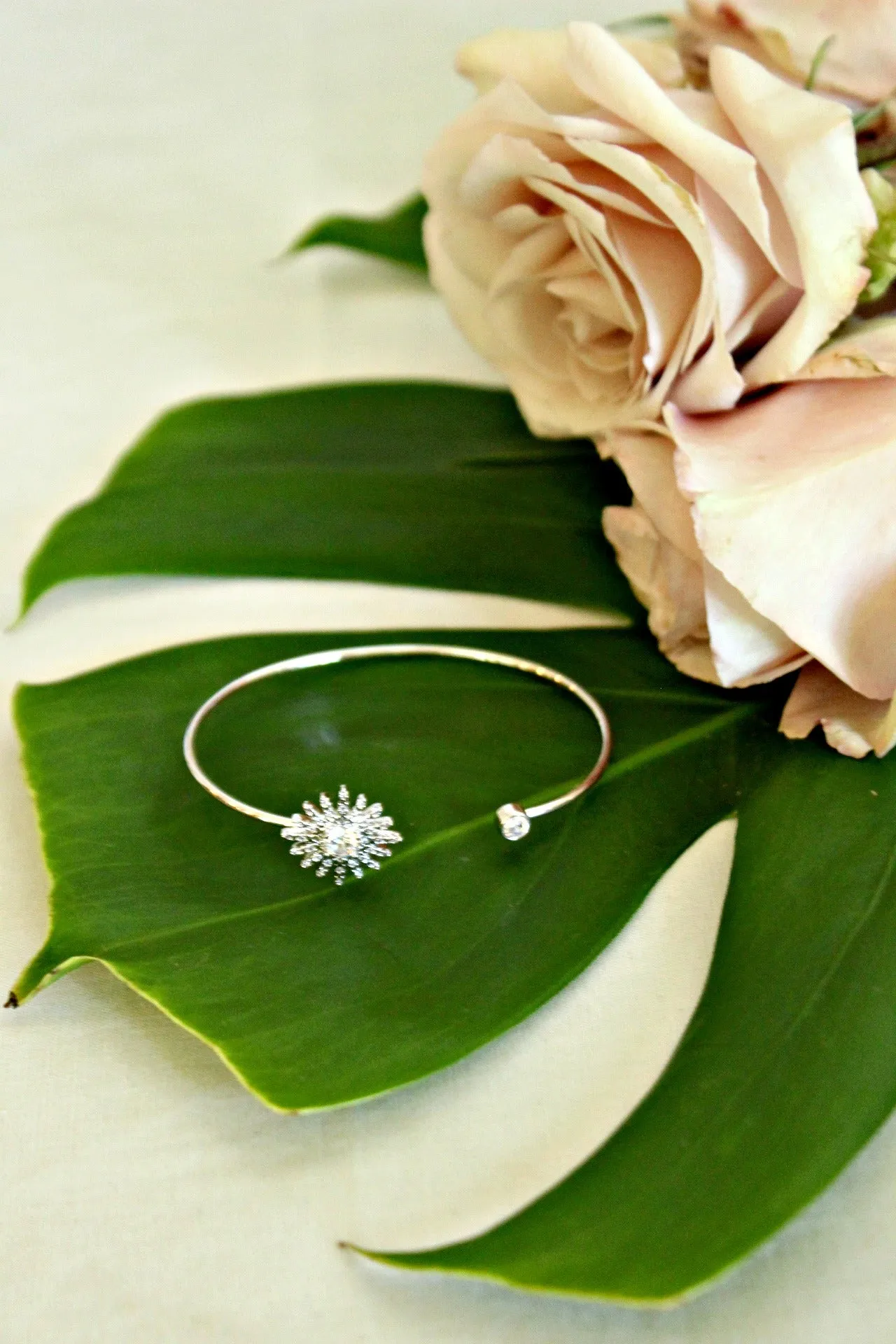 Starburst Stretch Cuff Bracelet in Silver