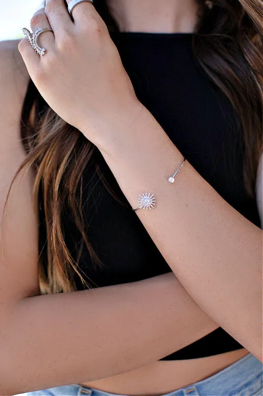 Starburst Stretch Cuff Bracelet in Silver