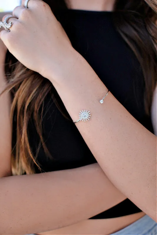 Starburst Stretch Cuff Bracelet in Silver