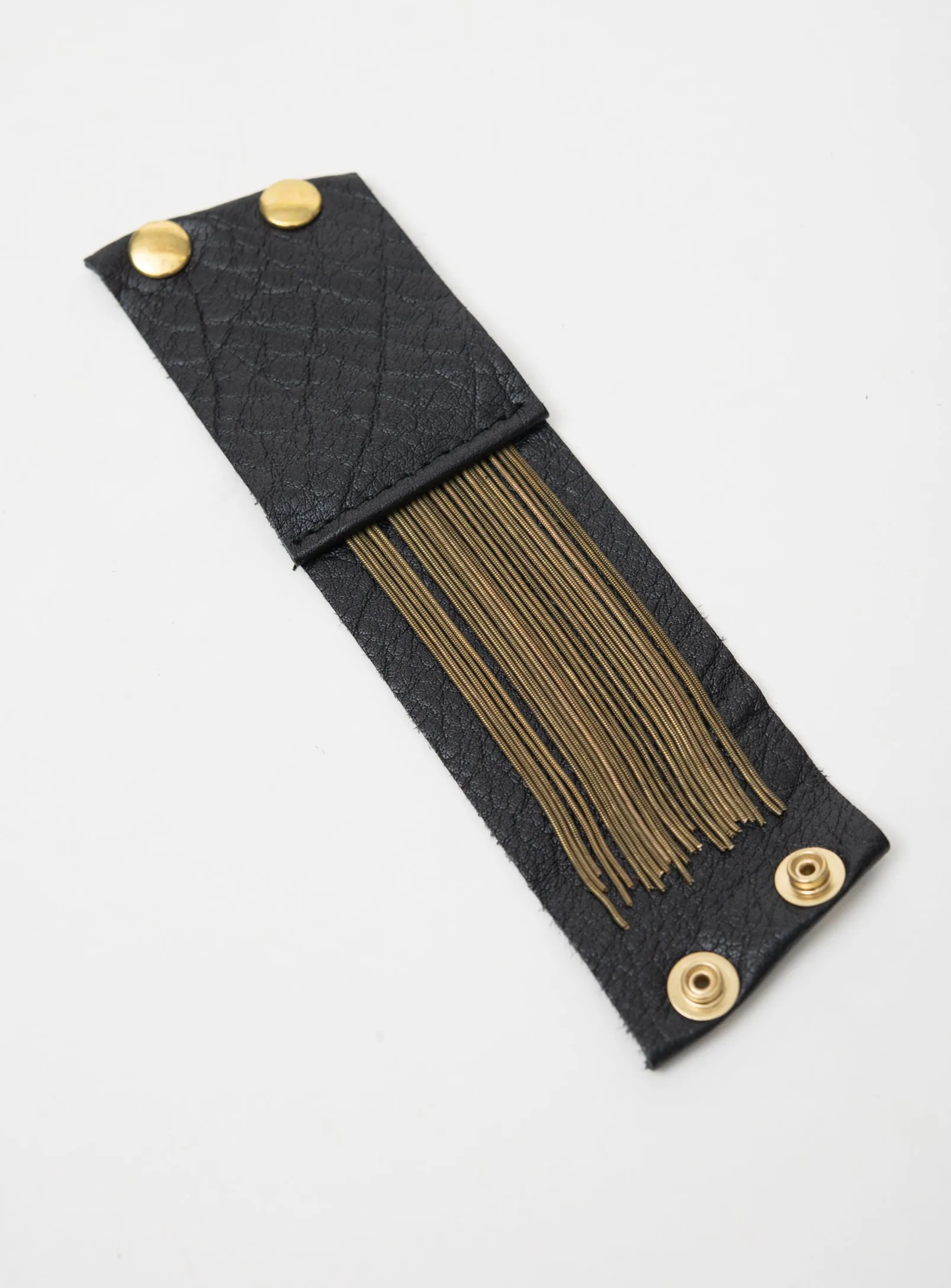 Statement leather fringe bracelet DANDURAND model