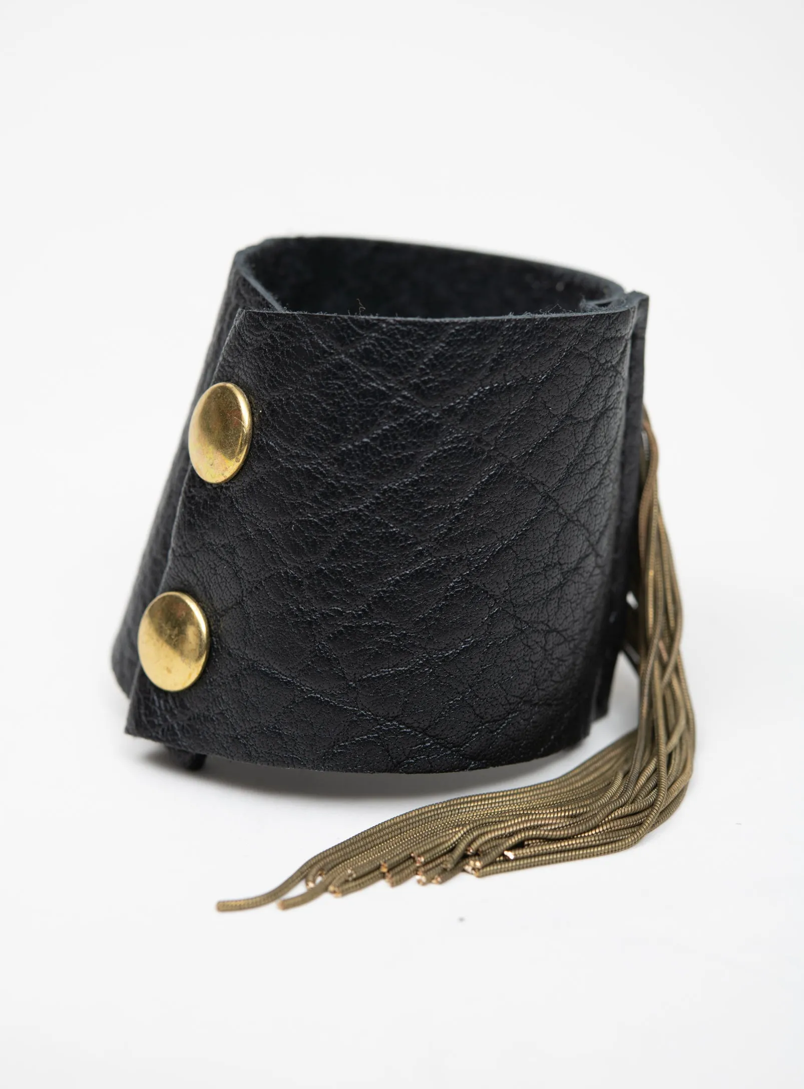 Statement leather fringe bracelet DANDURAND model