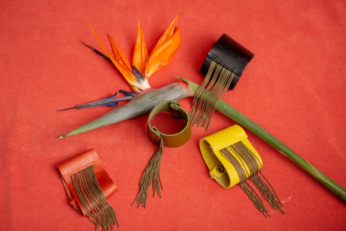 Statement leather fringe bracelet DANDURAND model