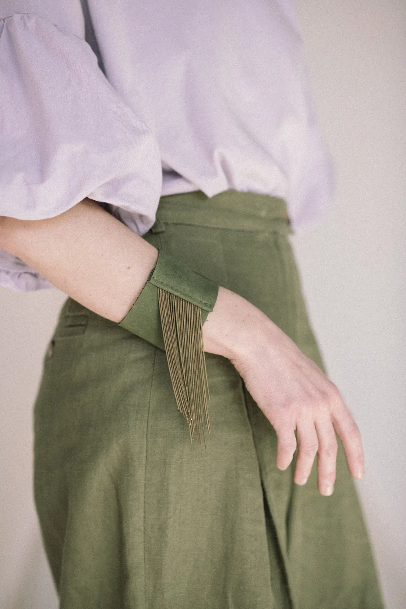 Statement leather fringe bracelet DANDURAND model