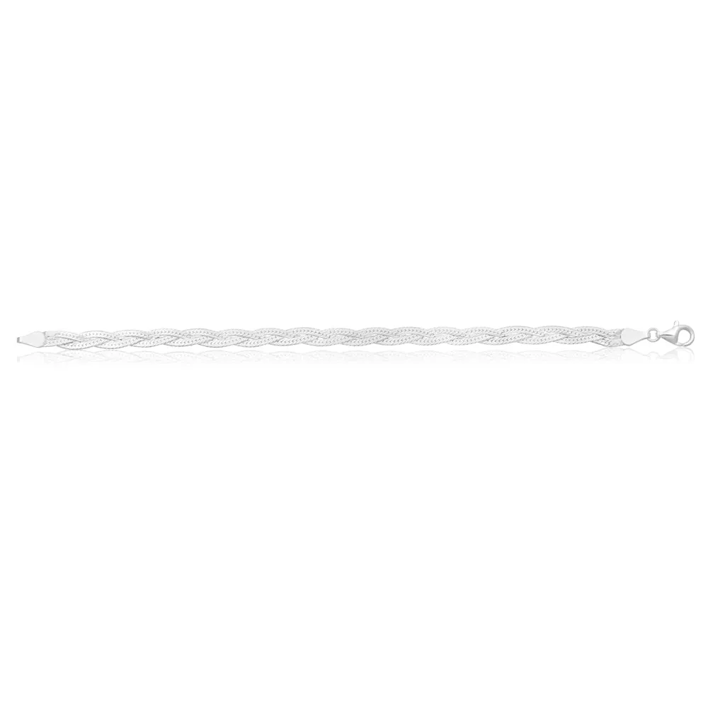 Sterling Silver 19cm Polished Plait Bracelet