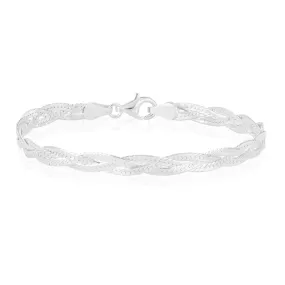 Sterling Silver 19cm Polished Plait Bracelet